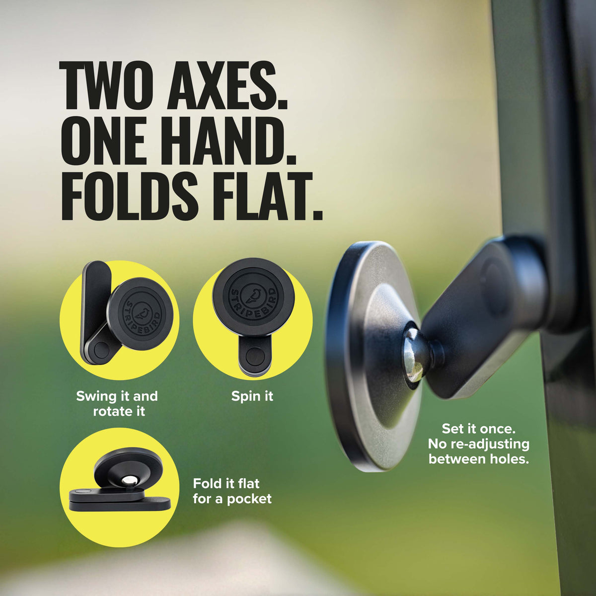 360 Magnetic Phone Holder arm swinging, rotating and folding flat against the cart post