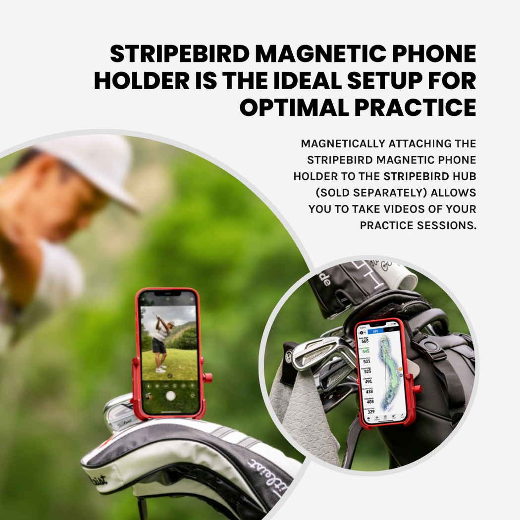 Stripebird - Original Golf Magnetic Phone Holder - for Golfers with Phones - Slim Smartphone Mount - Store and Access Device While You Golf - Ultra